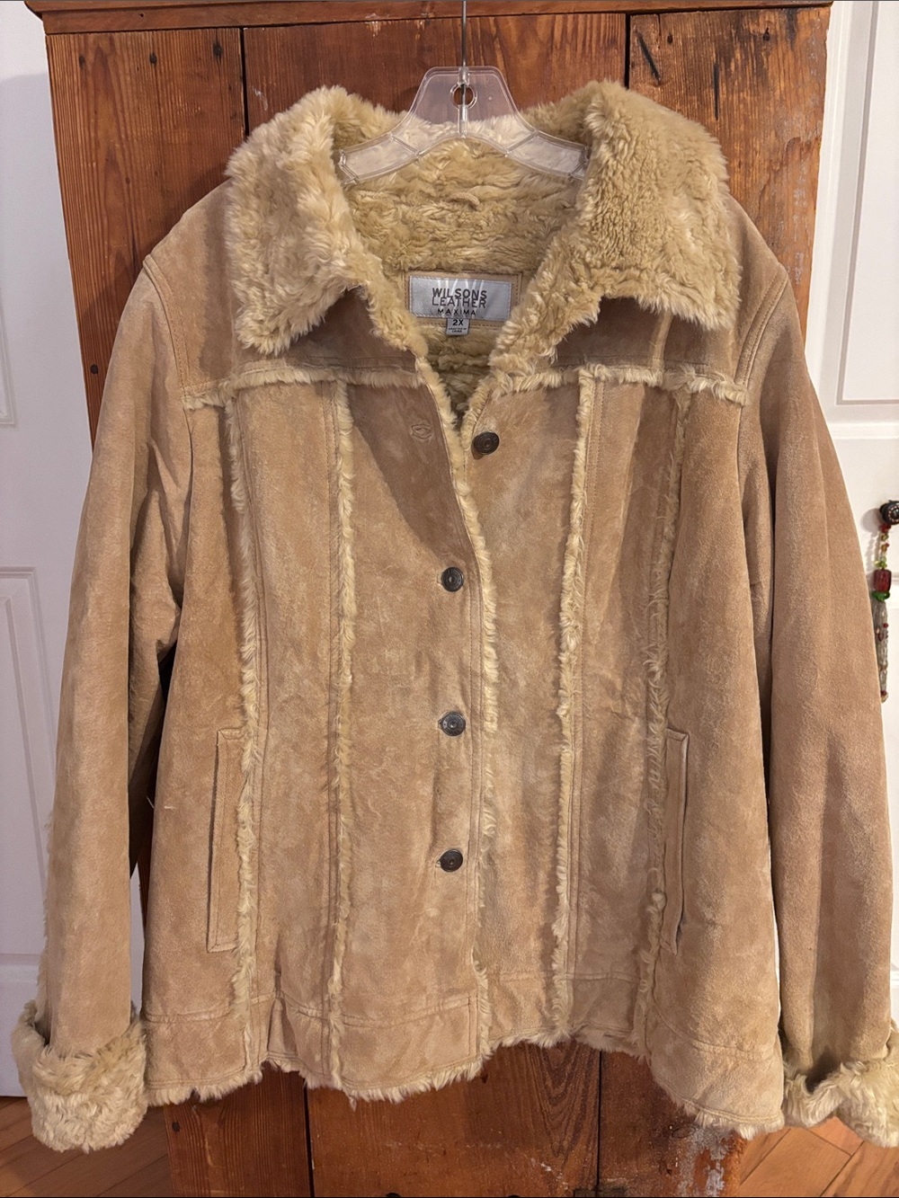 Wilsons Leather suede Women's Tan Faux Shearling Jacket New Vintage